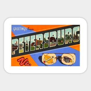 Greetings from Petersburg Virginia, Vintage Large Letter Postcard Sticker